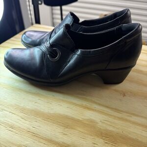 Clarks‎ Black Leather Comfort Loafers Slip On Shoes Size 9M